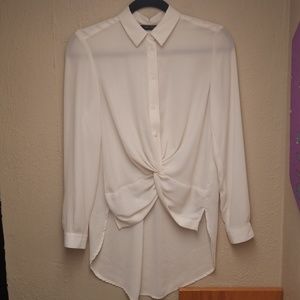 Zara Basic Collection White Collared Blouse